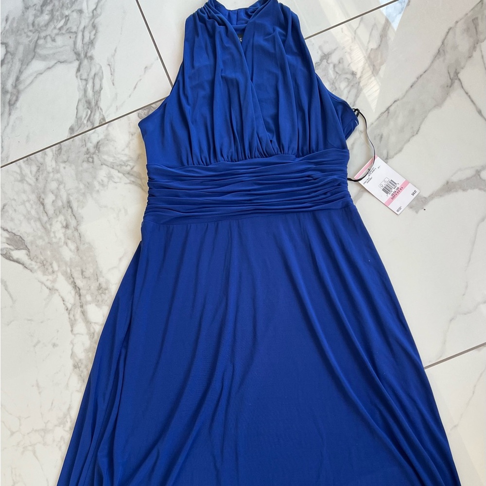 Blue Ruched Sleeveless Maxi Dress for Cocktail